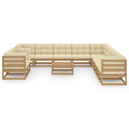 Set Salotto Giardino e Cuscini 12 pz Legno Massello Pino Ambra