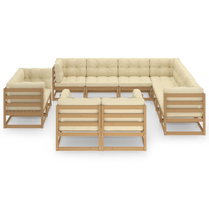 Set Salotto Giardino e Cuscini 11 pz Legno Massello Pino Ambra