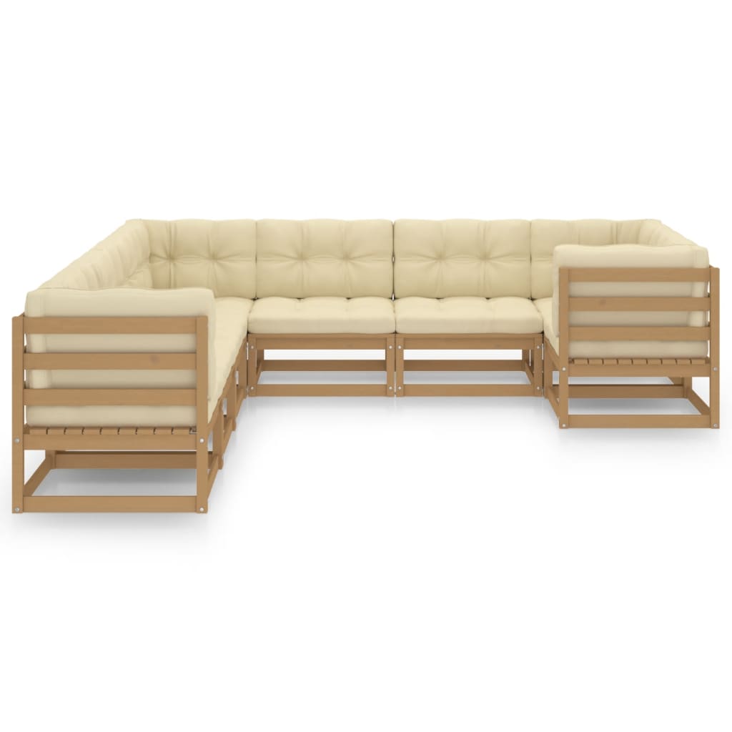 Set Salotto Giardino e Cuscini 8 pz Legno Massello Pino Ambra