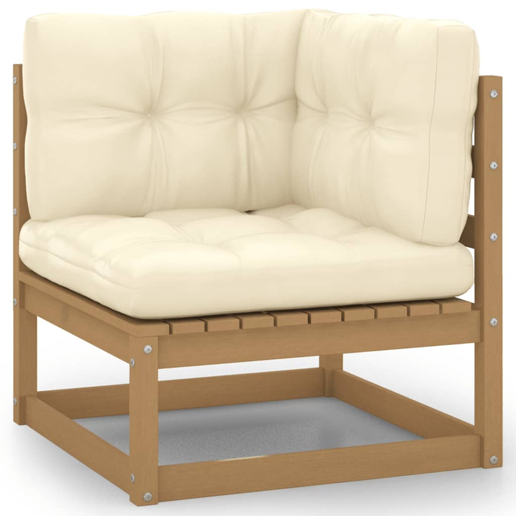 Set Salotto Giardino e Cuscini 8 pz Legno Massello Pino Ambra