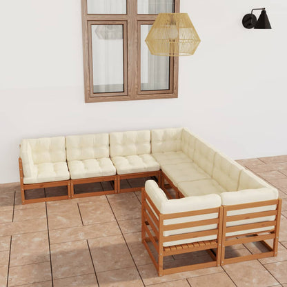 Set Salotto Giardino e Cuscini 8 pz Legno Massello Pino Ambra