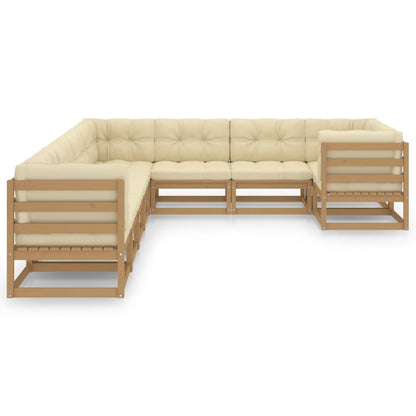 Set Salotto Giardino e Cuscini 9 pz Legno Massello Pino Ambra