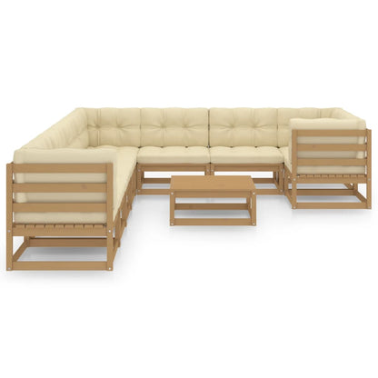 Set Salotto Giardino e Cuscini 10 pz Legno Massello Pino Ambra