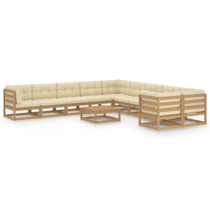 Set Salotto Giardino e Cuscini 11 pz Legno Massello Pino Ambra