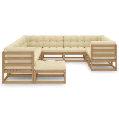Set Salotto Giardino e Cuscini 11 pz Legno Massello Pino Ambra