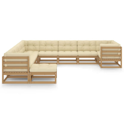 Set Salotto Giardino e Cuscini 11 pz Legno Massello Pino Ambra