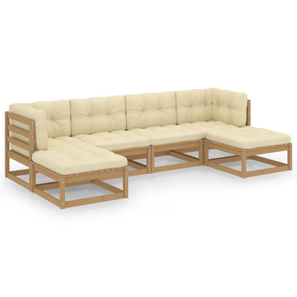 Set Salotto Giardino e Cuscini 6 pz Legno Massello Pino Ambra