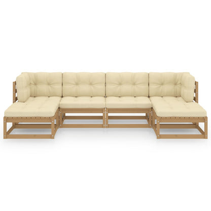 Set Salotto Giardino e Cuscini 6 pz Legno Massello Pino Ambra