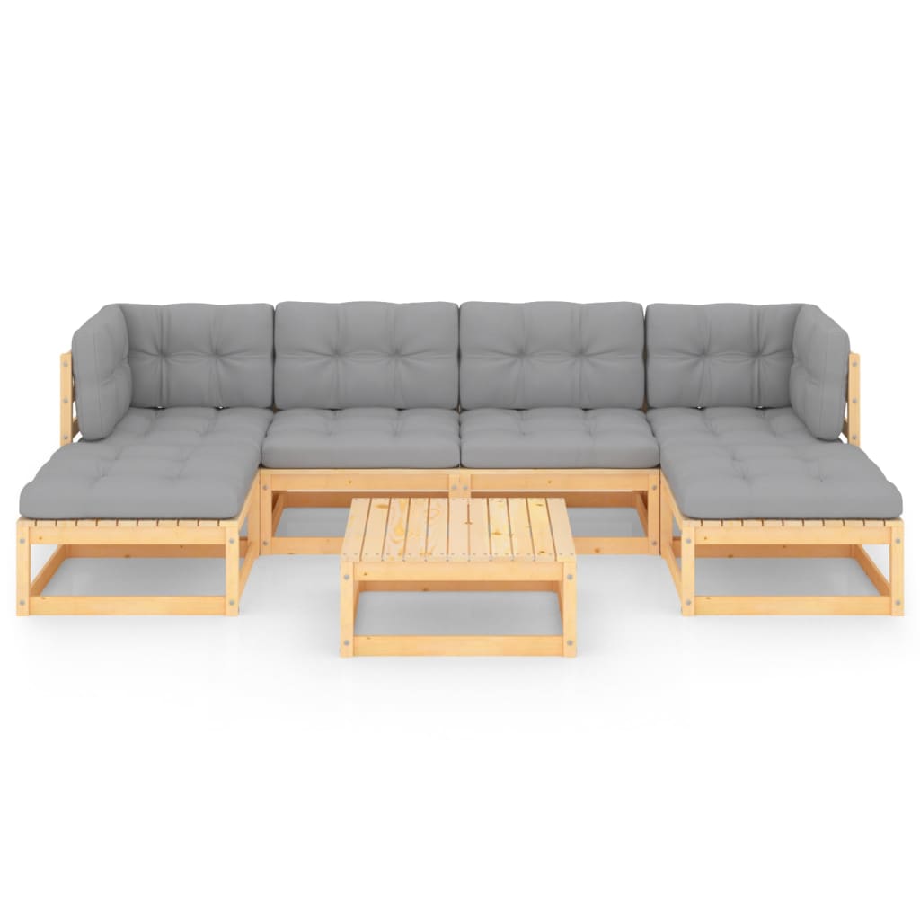 Set Salotto Giardino 7 pz Cuscini Antracite Legno Massello Pino