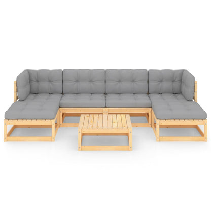 Set Salotto Giardino 7 pz Cuscini Antracite Legno Massello Pino
