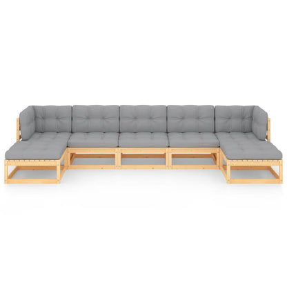 Set Salotto Giardino 7 pz Cuscini Antracite Legno Massello Pino