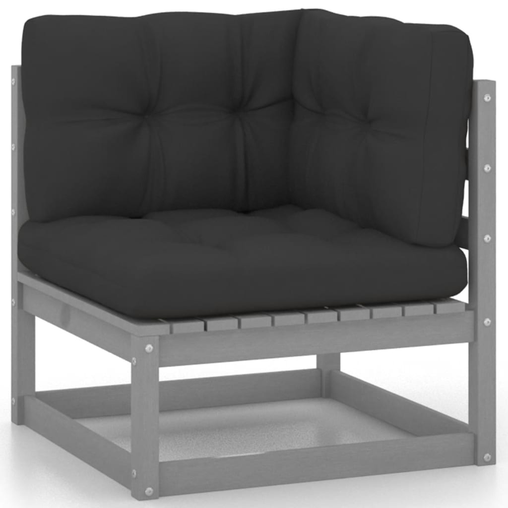Set Divani da Giardino 8 pz Grigio Cuscini Massello di Pino