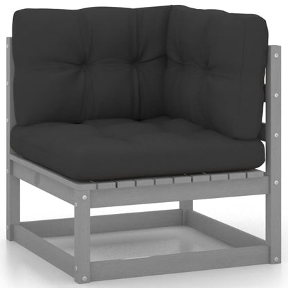 Set Divani da Giardino 8 pz Grigio Cuscini Massello di Pino