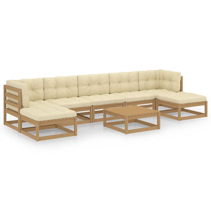 Set Salotto Giardino e Cuscini 8 pz Legno Massello Pino Ambra