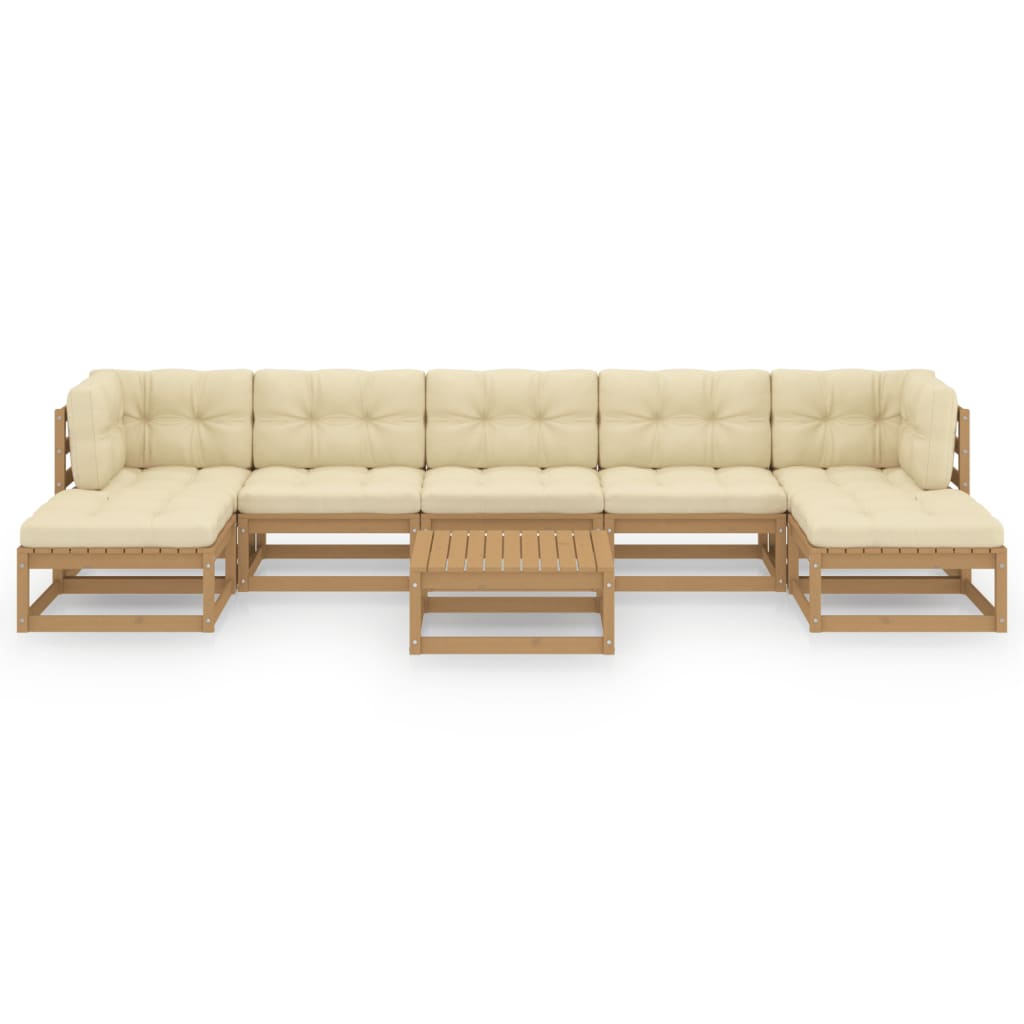 Set Salotto Giardino e Cuscini 8 pz Legno Massello Pino Ambra