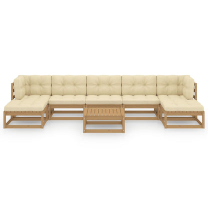 Set Salotto Giardino e Cuscini 8 pz Legno Massello Pino Ambra
