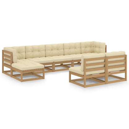 Set Salotto Giardino e Cuscini 9 pz Legno Massello Pino Ambra