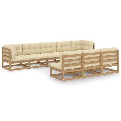 Set Salotto Giardino e Cuscini 8 pz Legno Massello Pino Ambra