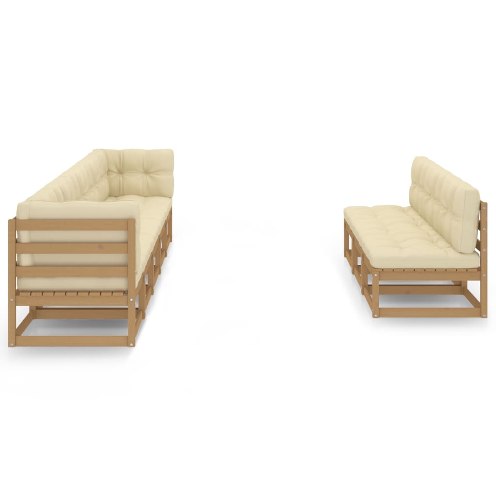 Set Salotto Giardino e Cuscini 8 pz Legno Massello Pino Ambra