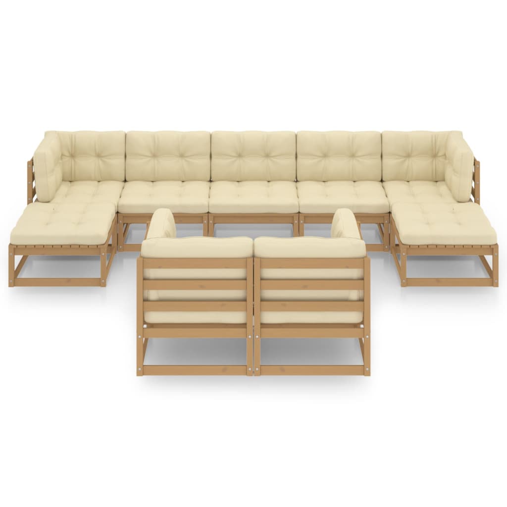 Set Salotto Giardino e Cuscini 9 pz Legno Massello Pino Ambra