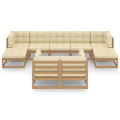 Set Salotto Giardino e Cuscini 9 pz Legno Massello Pino Ambra