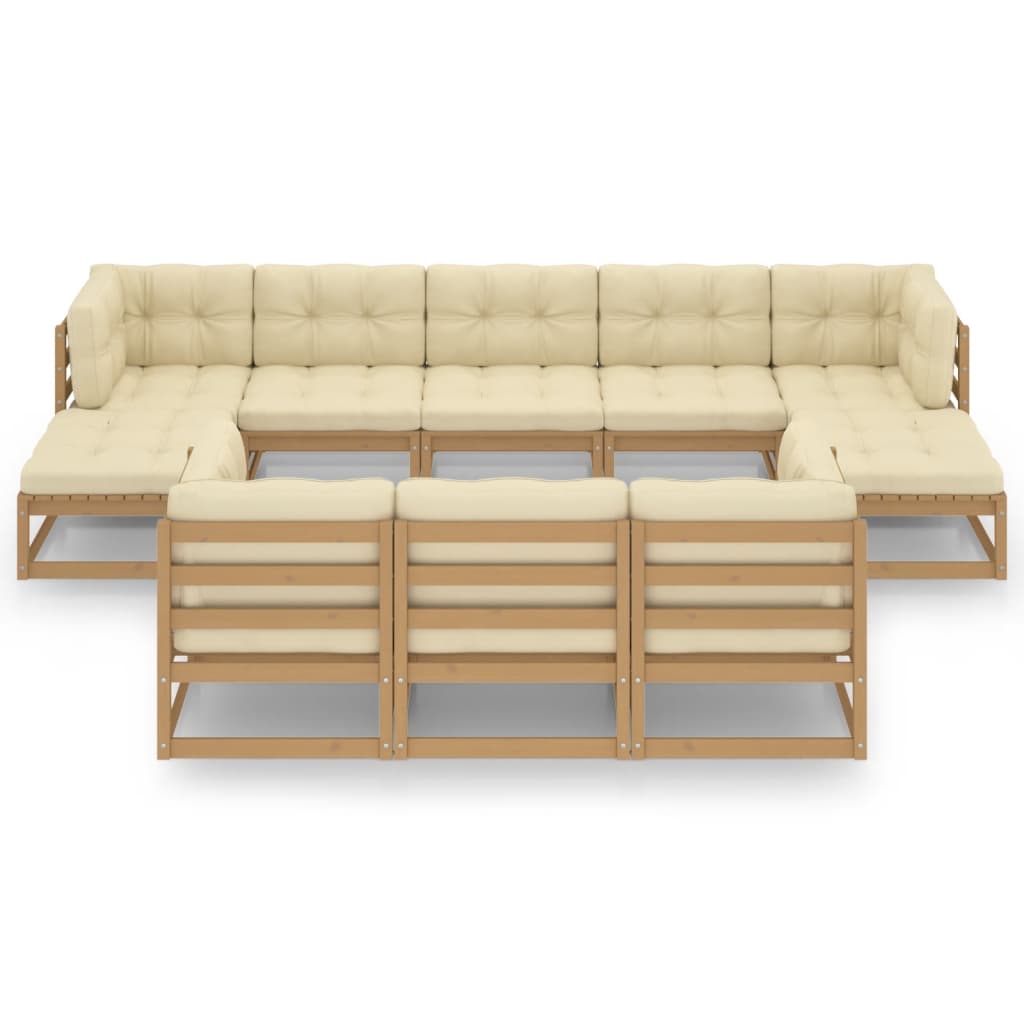 Set Salotto Giardino e Cuscini 10 pz Legno Massello Pino Ambra