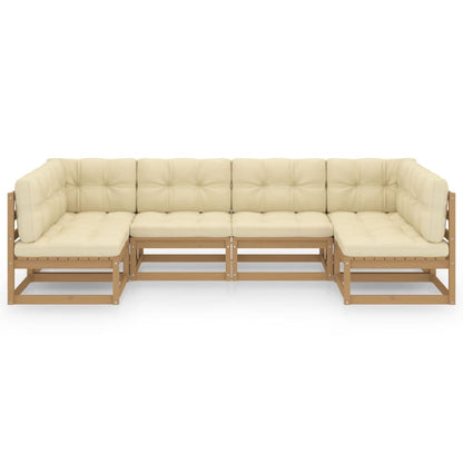 Set Salotto Giardino e Cuscini 6 pz Legno Massello Pino Ambra
