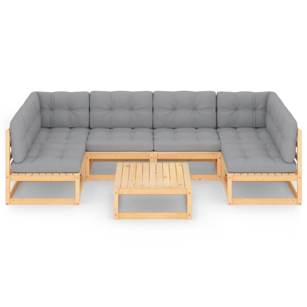 Set Salotto Giardino 7 pz Cuscini Antracite Legno Massello Pino