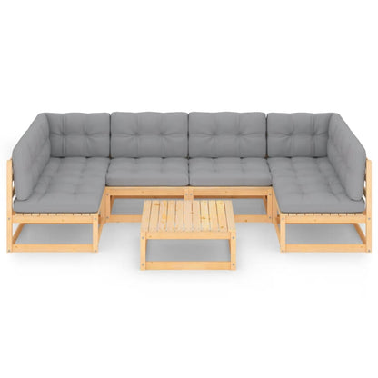 Set Salotto Giardino 7 pz Cuscini Antracite Legno Massello Pino