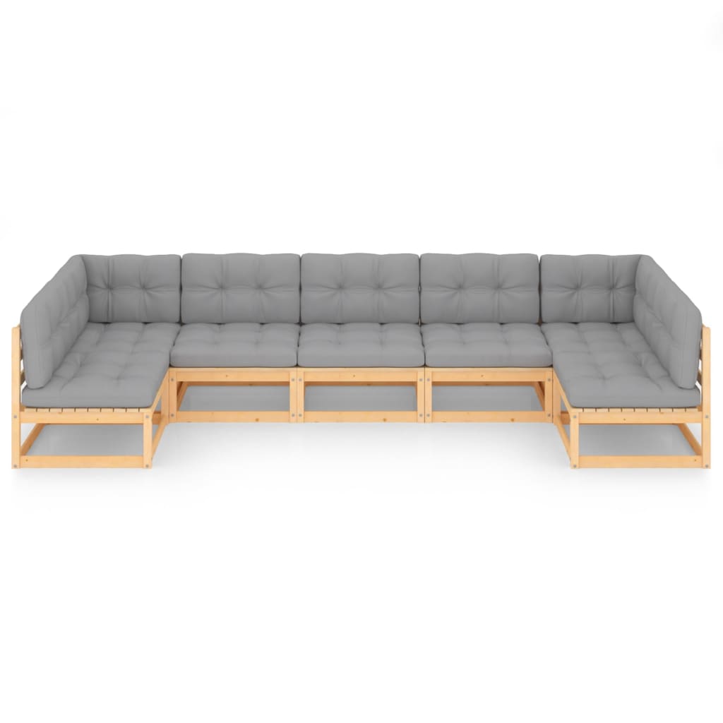 Set Salotto Giardino 7 pz Cuscini Antracite Legno Massello Pino