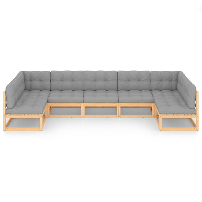Set Salotto Giardino 7 pz Cuscini Antracite Legno Massello Pino