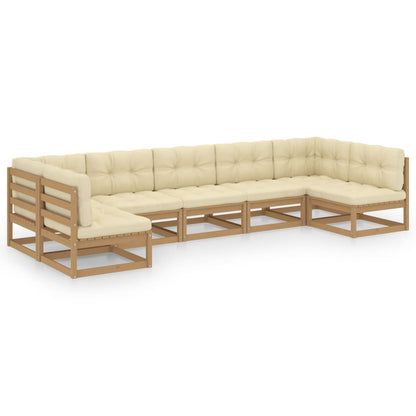 Set Salotto Giardino e Cuscini 7 pz Legno Massello Pino Ambra