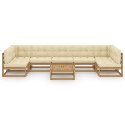 Set Salotto Giardino e Cuscini 8 pz Legno Massello Pino Ambra