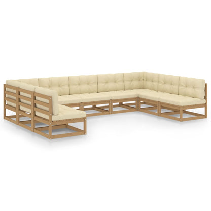 Set Salotto Giardino e Cuscini 9 pz Legno Massello Pino Ambra