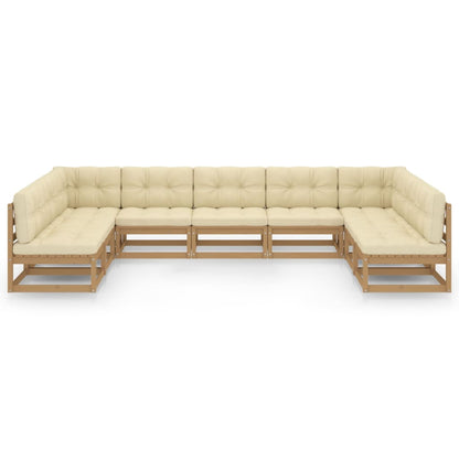 Set Salotto Giardino e Cuscini 9 pz Legno Massello Pino Ambra