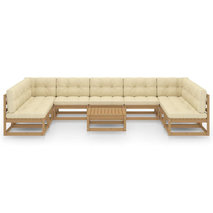 Set Salotto Giardino e Cuscini 10 pz Legno Massello Pino Ambra