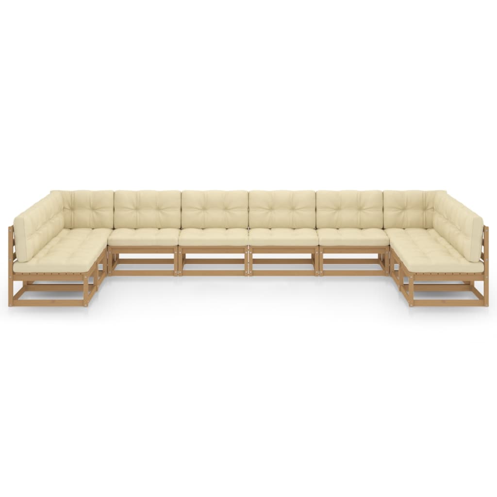 Set Salotto Giardino e Cuscini 10 pz Legno Massello Pino Ambra