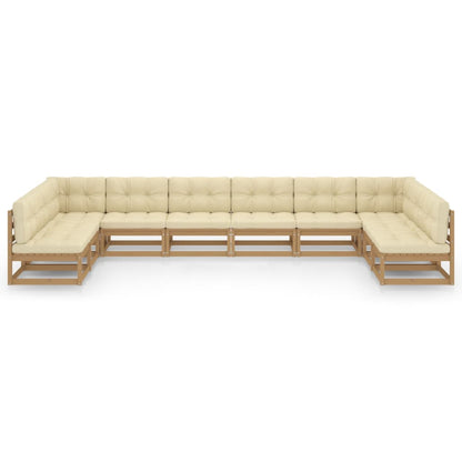 Set Salotto Giardino e Cuscini 10 pz Legno Massello Pino Ambra