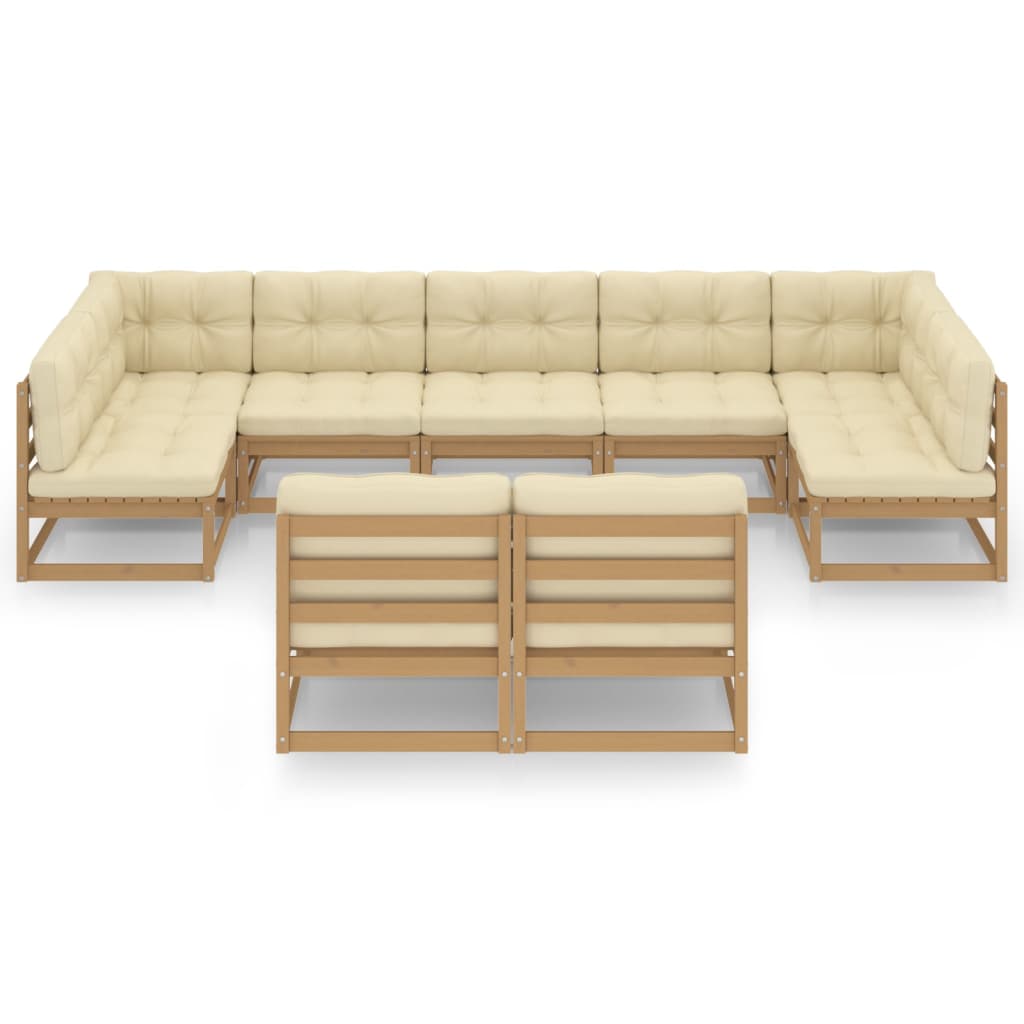 Set Salotto Giardino e Cuscini 9 pz Legno Massello Pino Ambra