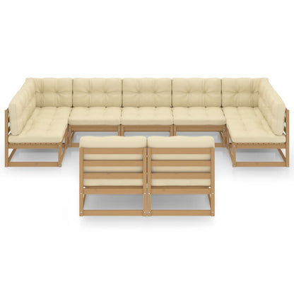 Set Salotto Giardino e Cuscini 9 pz Legno Massello Pino Ambra
