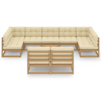 Set Salotto Giardino e Cuscini 10 pz Legno Massello Pino Ambra