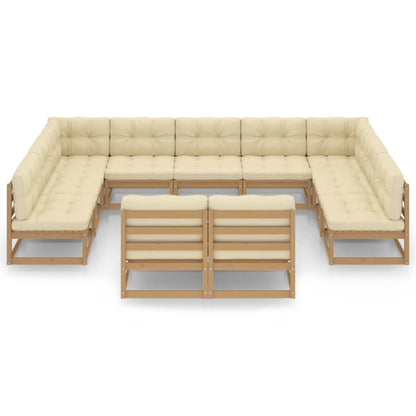 Set Salotto Giardino e Cuscini 11 pz Legno Massello Pino Ambra