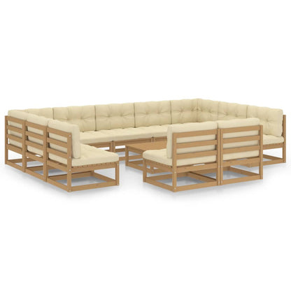 Set Salotto Giardino e Cuscini 12 pz Legno Massello Pino Ambra