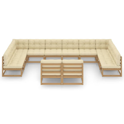 Set Salotto Giardino e Cuscini 12 pz Legno Massello Pino Ambra