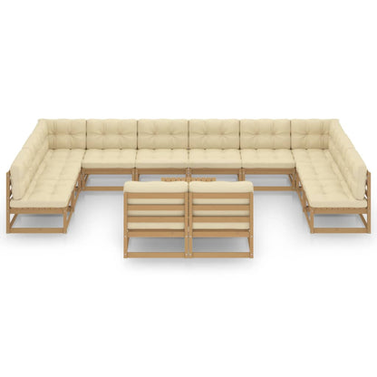 Set Salotto Giardino e Cuscini 13 pz Legno Massello Pino Ambra
