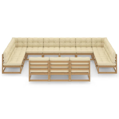 Set Salotto Giardino e Cuscini 13 pz Legno Massello Pino Ambra