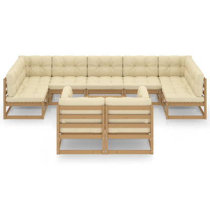 Set Salotto Giardino e Cuscini 10 pz Legno Massello Pino Ambra