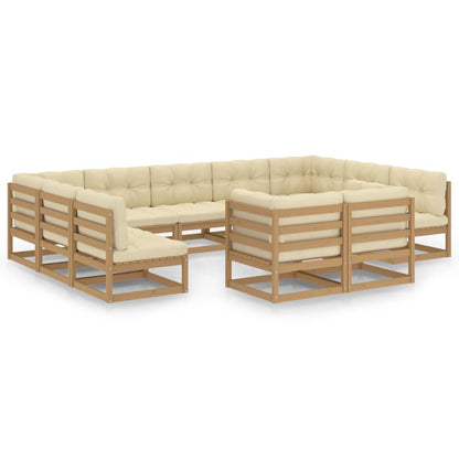 Set Salotto Giardino e Cuscini 11 pz Legno Massello Pino Ambra