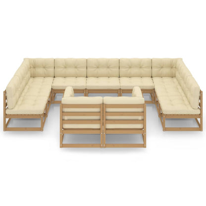 Set Salotto Giardino e Cuscini 11 pz Legno Massello Pino Ambra