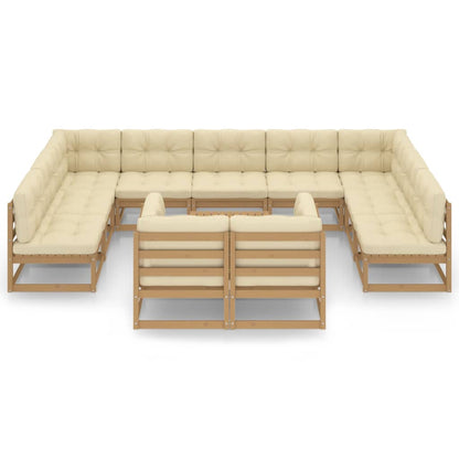 Set Salotto Giardino e Cuscini 12 pz Legno Massello Pino Ambra